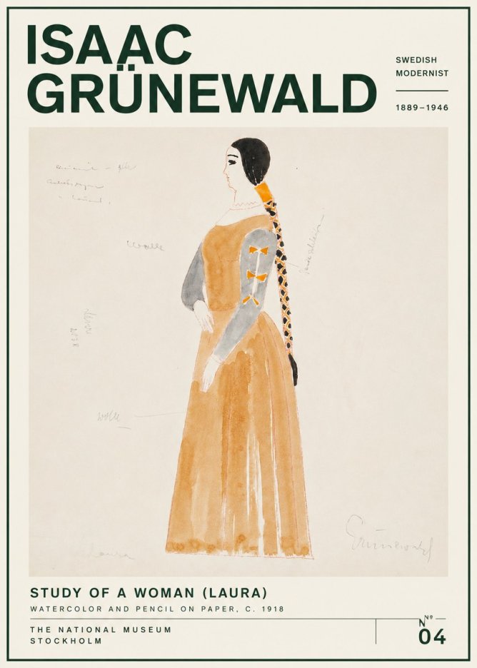 Isaac Grünewald Study of a Woman (Laura) No4 - Plakat