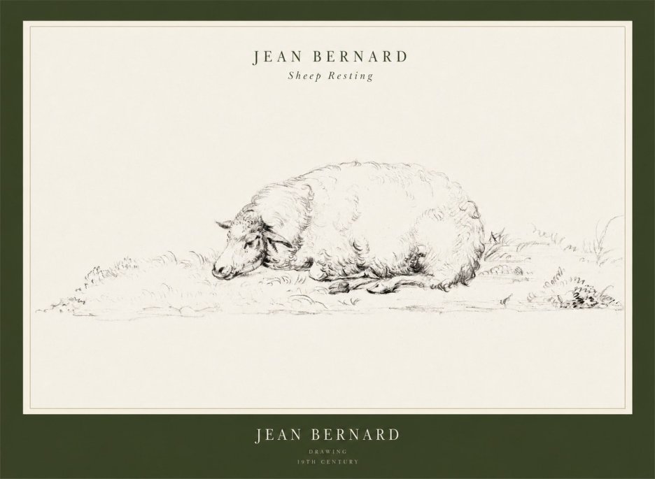 Jean Bernard Sheep Resting on the Ground No3 - Plakat