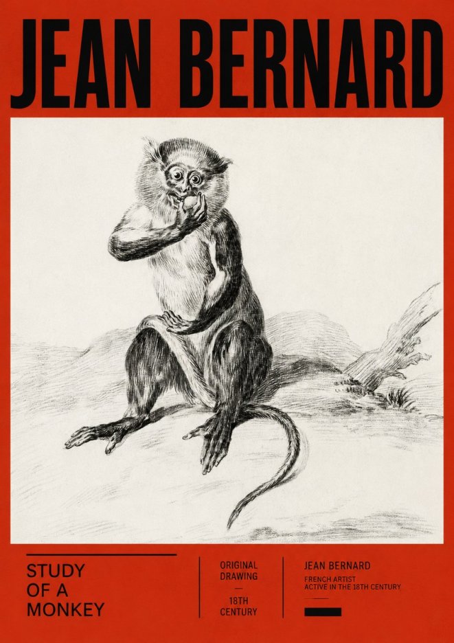 Jean Bernard Study of a Monkey No2 - Plakat