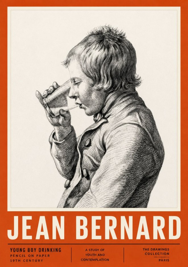 Jean Bernard Young Boy Drinking No2 - Plakat
