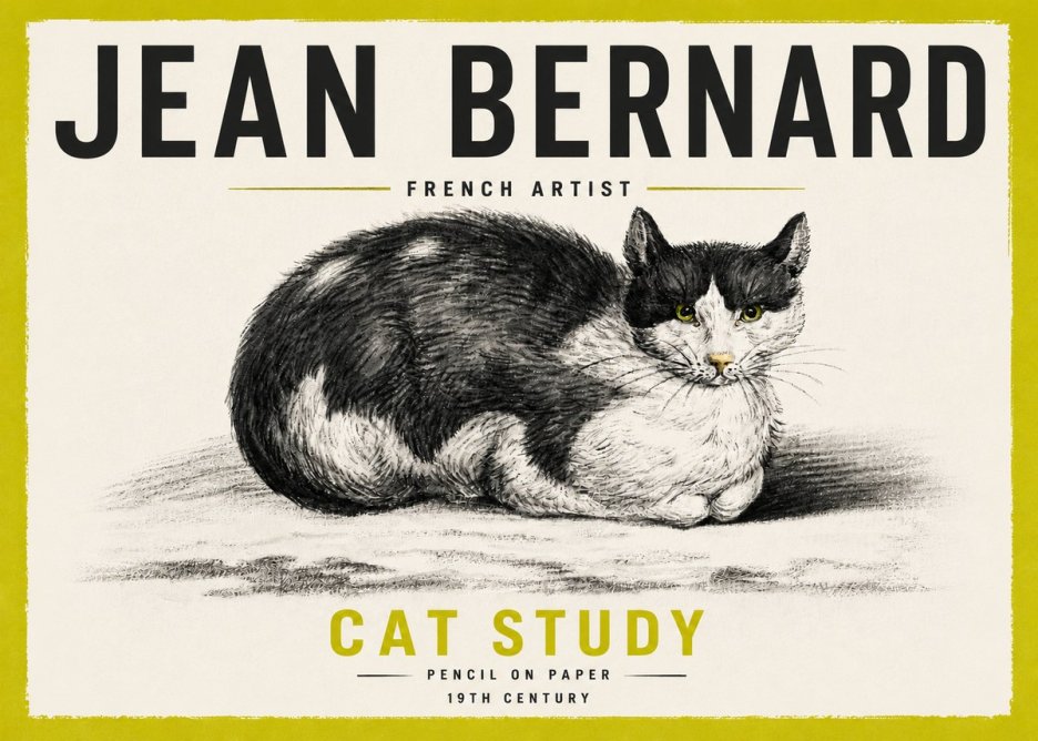 Jean Bernard Cat Study II No5 - Plakat