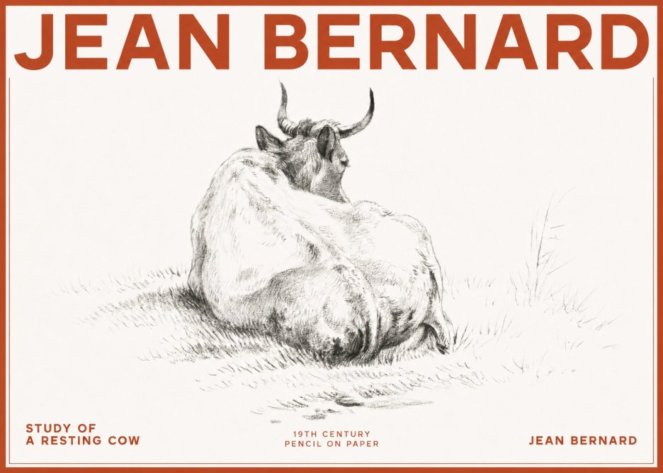 Jean Bernard Study of a Resting Cow I No2 - Plakat