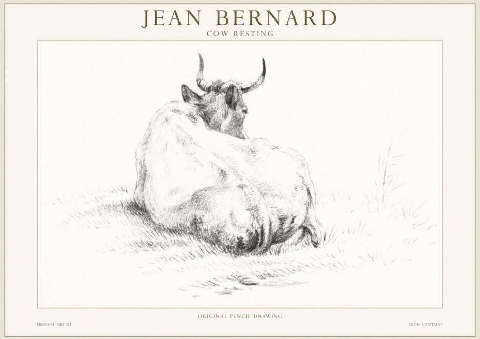 Jean Bernard Study of a Resting Cow I No5 - Plakat