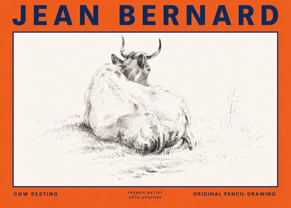 Jean Bernard Study of a Resting Cow I No6 - Plakat