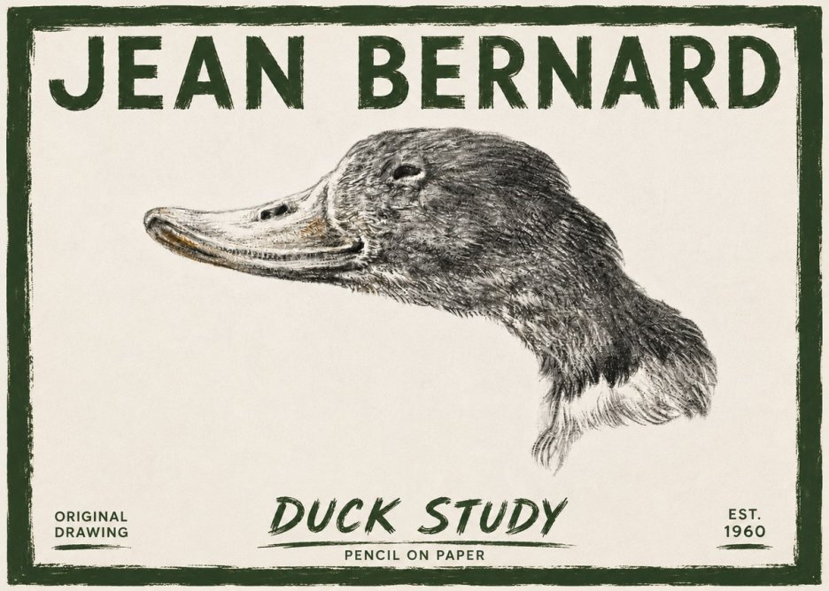 Jean Bernard Study of a Duck No6 - Plakat