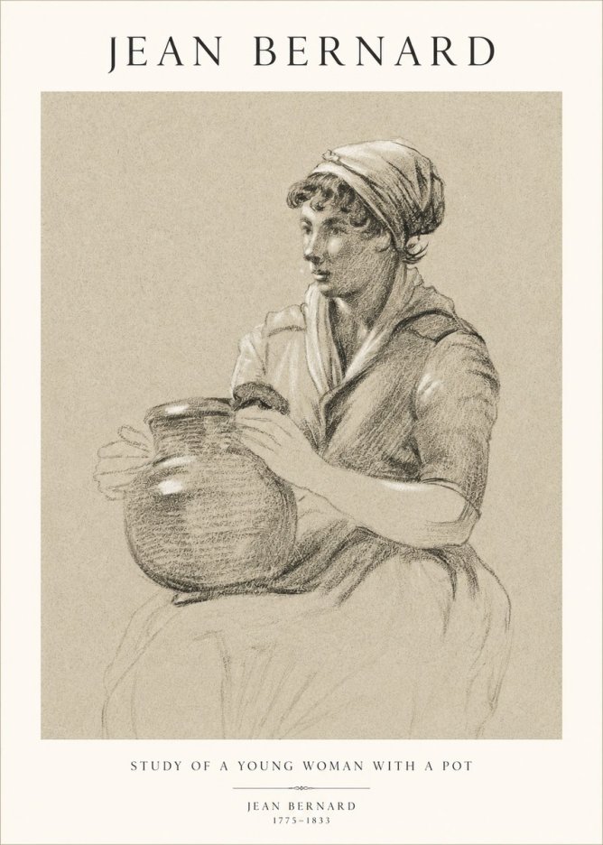 Jean Bernard Study of a Young Woman with a Pot No1 - Plakat