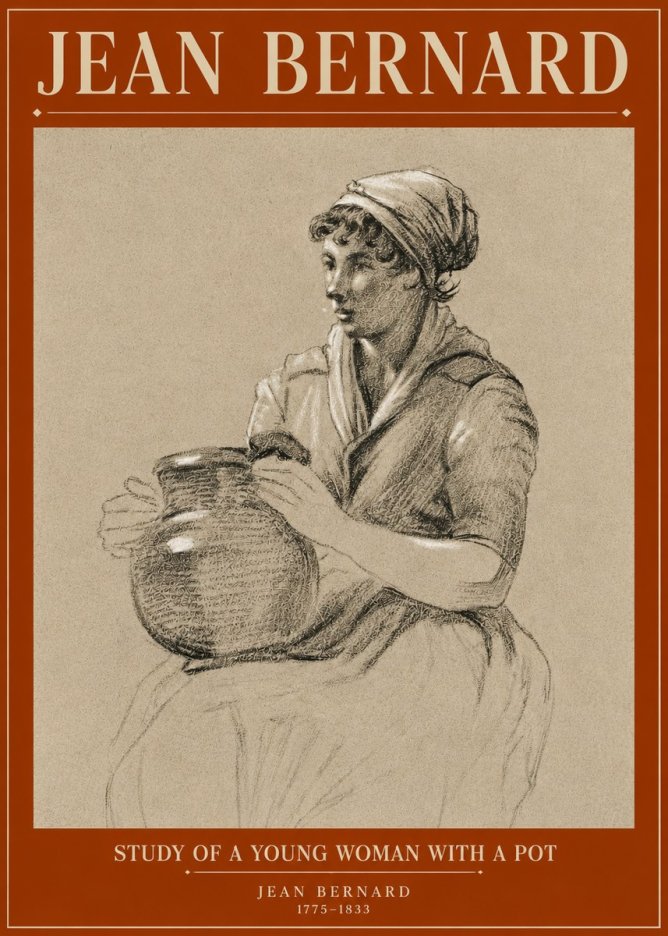 Jean Bernard Study of a Young Woman with a Pot No3 - Plakat