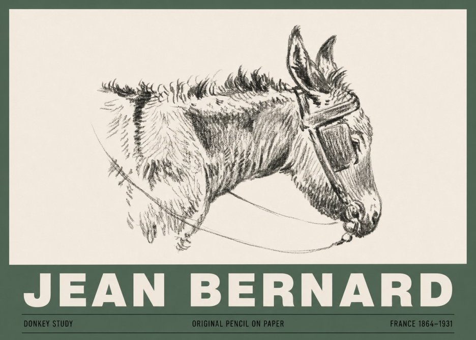 Jean Bernard Donkey Study II No3 - Plakat
