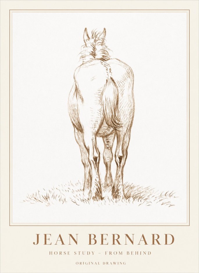 Jean Bernard Horse Study - from Behind No1 - Plakat