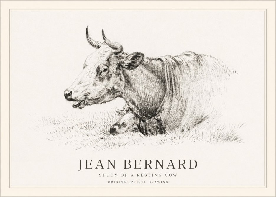 Jean Bernard Study of a Resting Cow IV No1 - Plakat