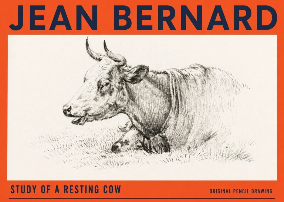 Jean Bernard Study of a Resting Cow IV No3 - Plakat