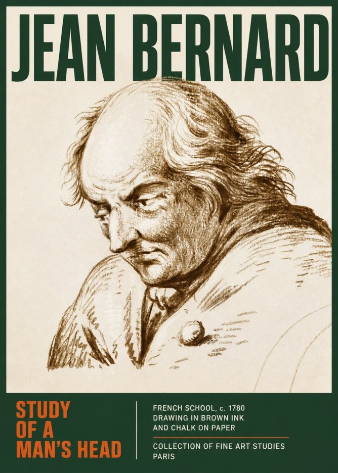 Jean Bernard Study of a Man's Head No4 - Plakat