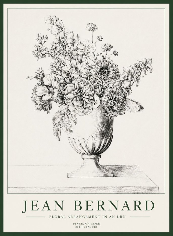 Jean Bernard Floral Arrangement in an Urn No1 - Plakat