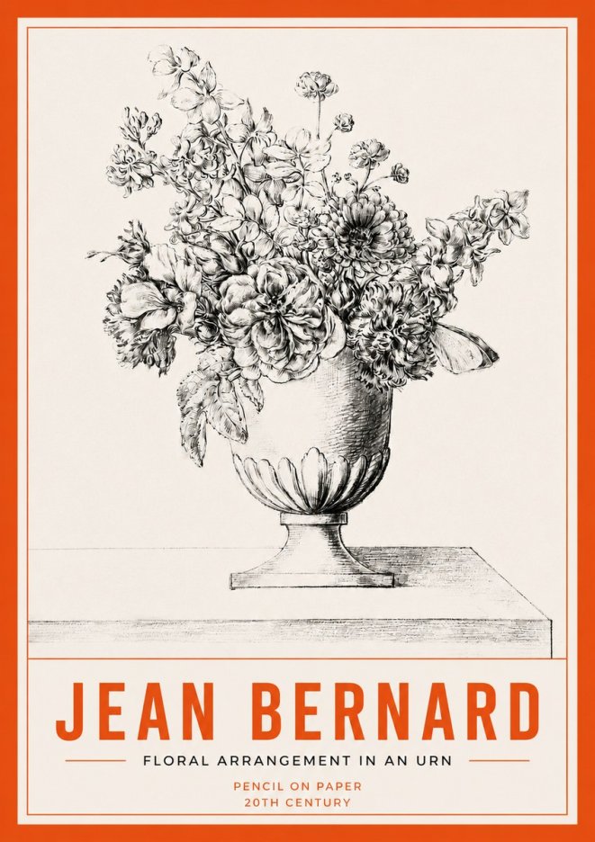 Jean Bernard Floral Arrangement in an Urn No3 - Plakat