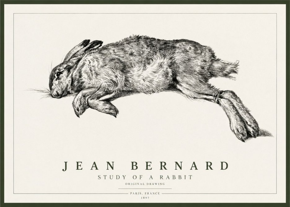 Jean Bernard Study of a Rabbit No1 - Plakat