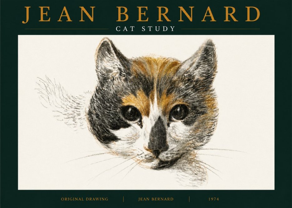 Jean Bernard Study of a Cat II No5 - Plakat