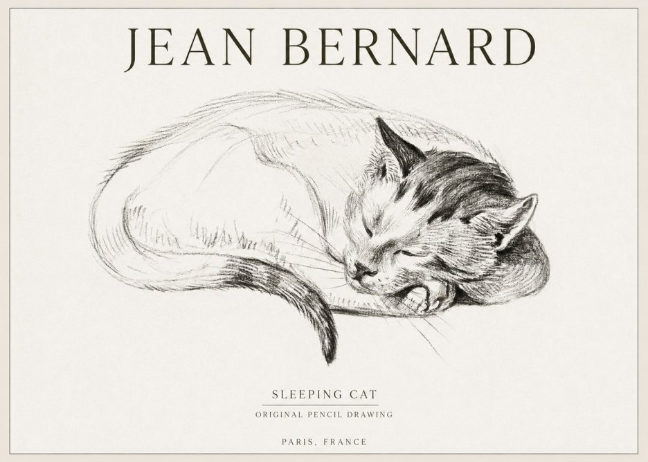 Jean Bernard Sleeping Cat IV No1 - Plakat