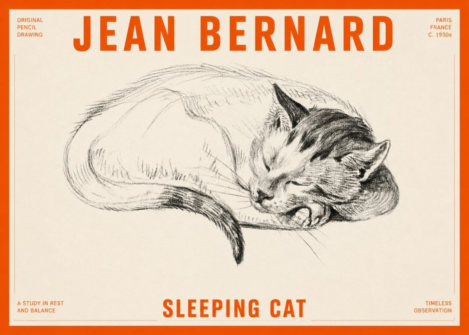 Jean Bernard Sleeping Cat IV No2 - Plakat