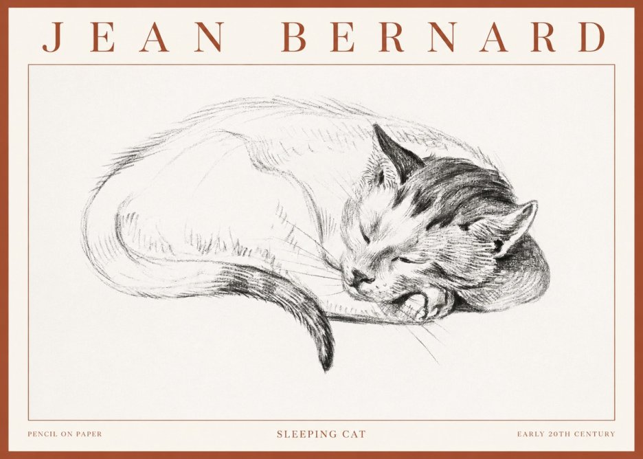 Jean Bernard Sleeping Cat IV No3 - Plakat