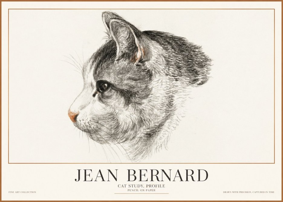 Jean Bernard Cat Study, Profile No1 - Plakat