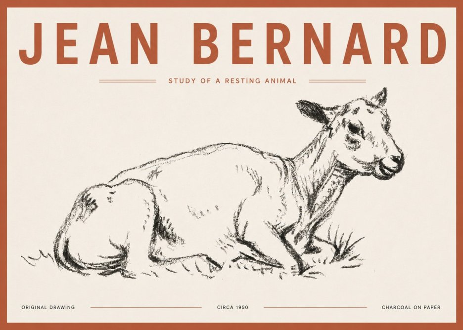 Jean Bernard Study of a Resting Animal No5 - Plakat
