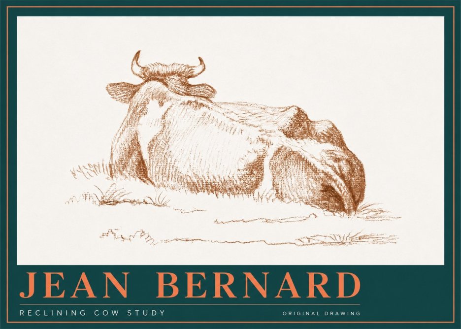 Jean Bernard Reclining Cow Study No2 - Plakat