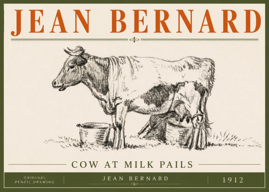 Jean Bernard Cow at Milk Pails No6 - Plakat