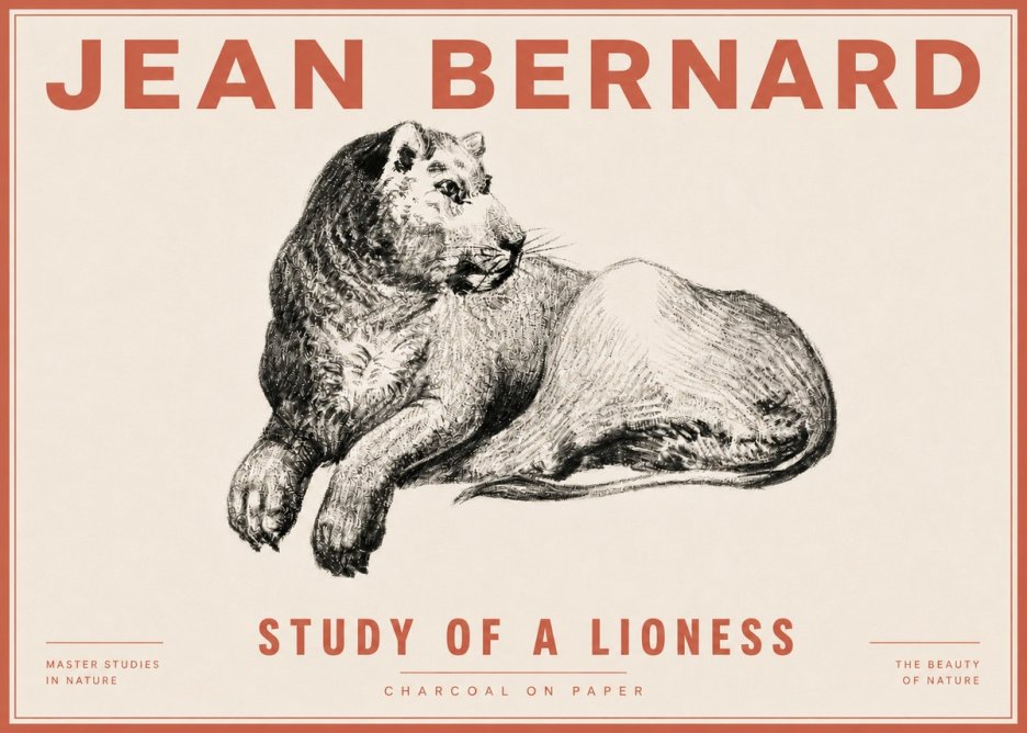 Jean Bernard Lying Lioness No6 - Plakat
