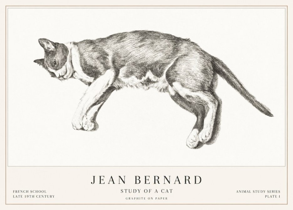 Jean Bernard Cat Study VII No3 - Plakat
