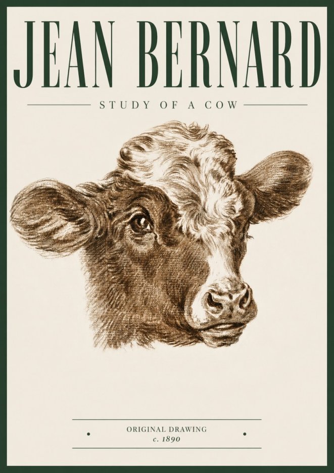 Jean Bernard Study of a Cow VIII No5 - Plakat
