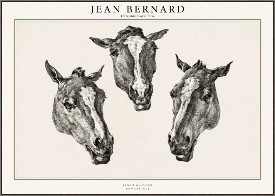 Jean Bernard Three Studies of a Horse No1 - Plakat
