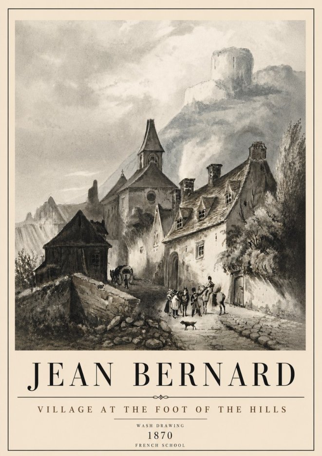 Jean Bernard Village at the Foot of the Hill No6 - Plakat