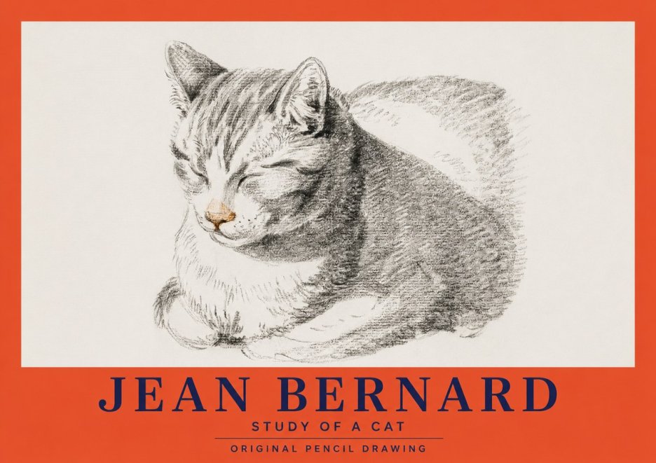 Jean Bernard Sleeping Cat VI No3 - Plakat