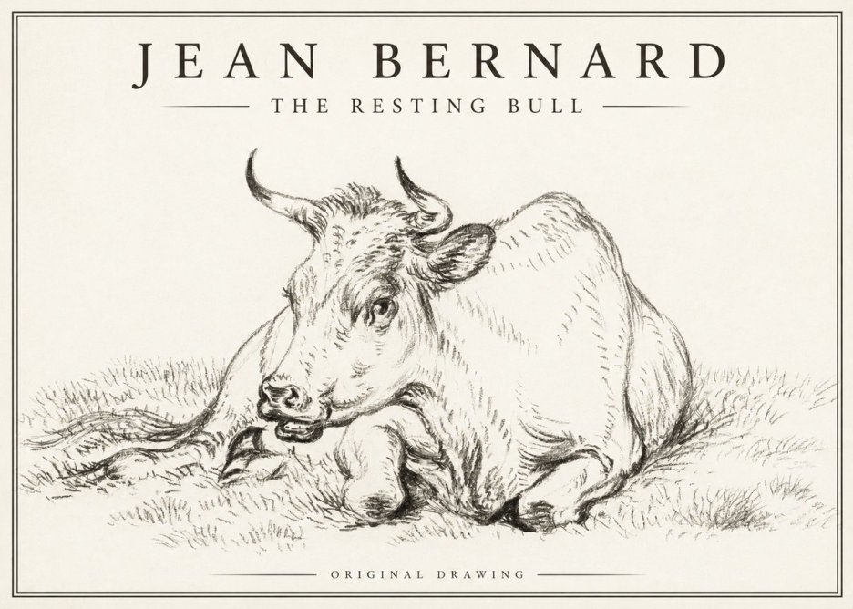 Jean Bernard Study of a Cow, Resting No3 - Plakat