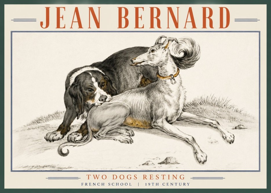Jean Bernard Two Dogs Resting No3 - Plakat