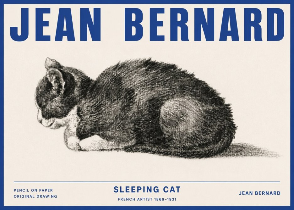 Jean Bernard Sleeping Cat VII No4 - Plakat