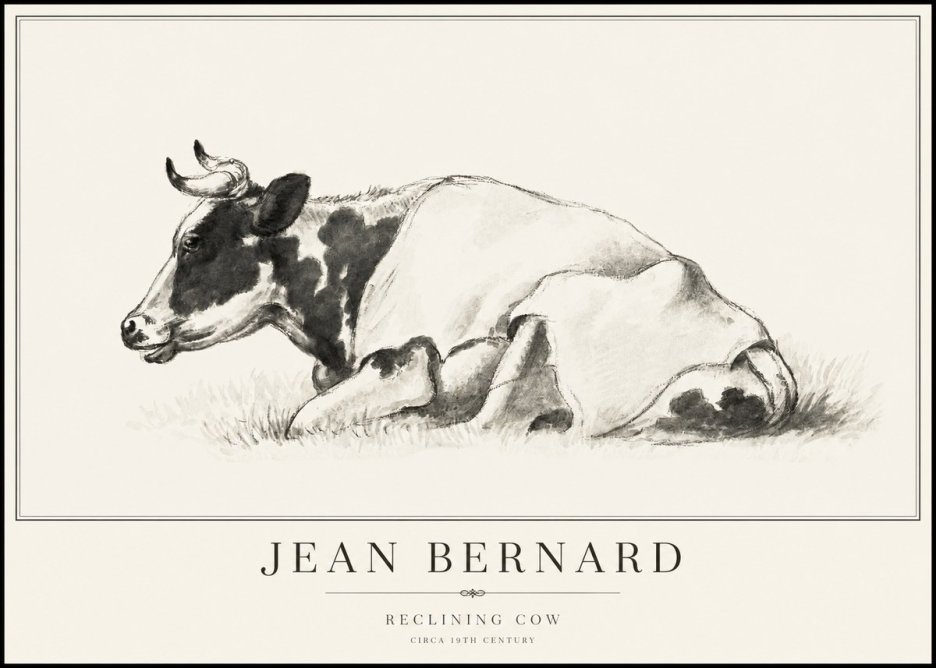 Jean Bernard Reclining Cow II No6 - Plakat