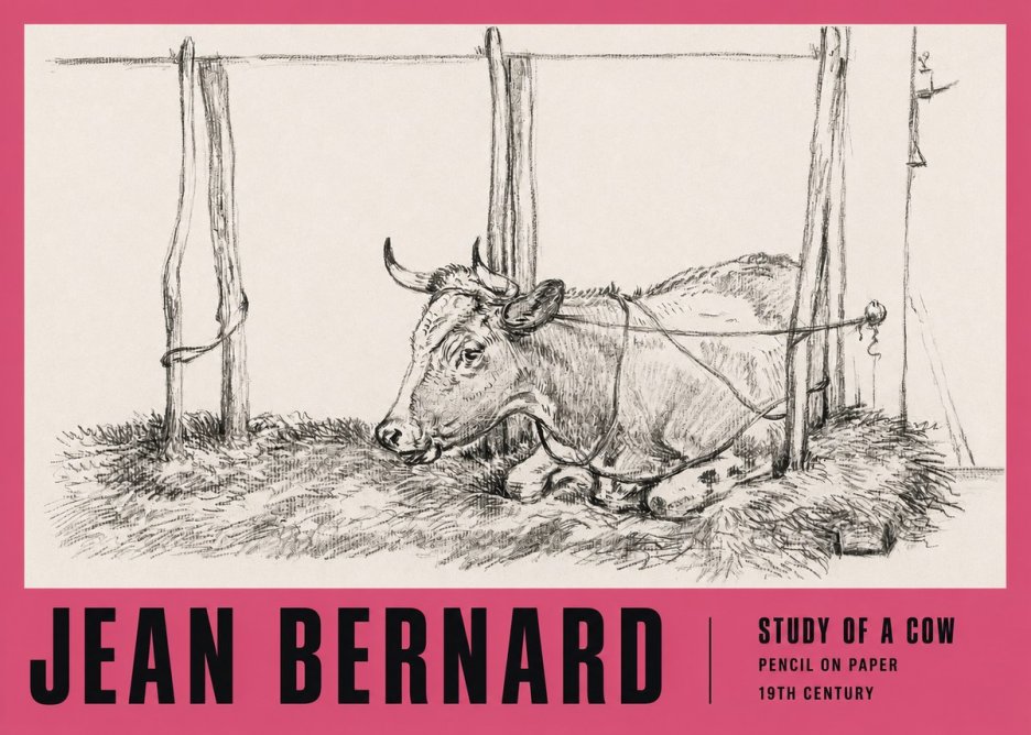 Jean Bernard A Resting Cow No3 - Plakat