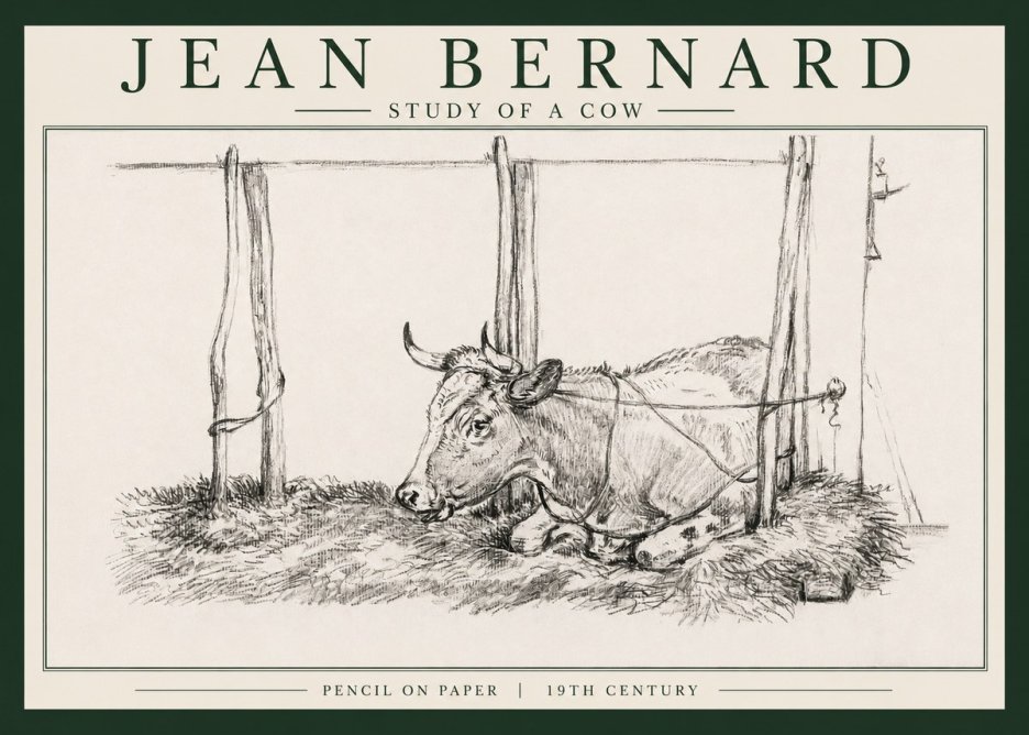 Jean Bernard A Resting Cow No4 - Plakat
