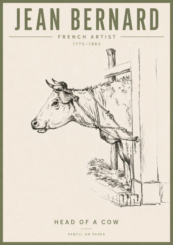 Jean Bernard Study of a Cow X No6 - Plakat