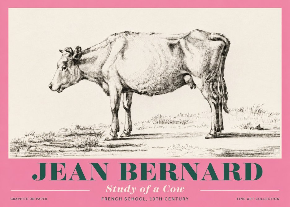 Jean Bernard Study of a Cow XI No4 - Plakat