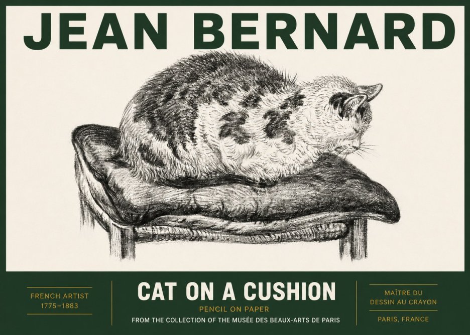 Jean Bernard Cat on a Cushion No3 - Plakat