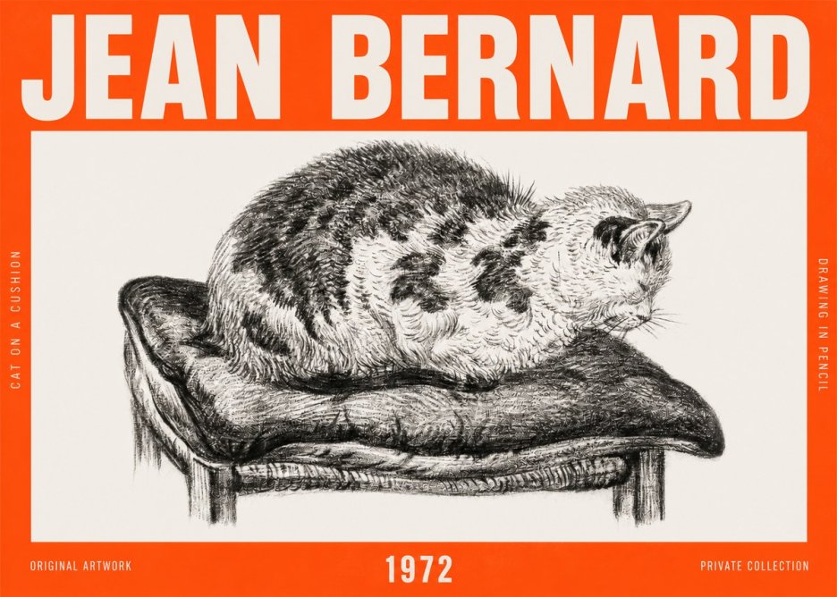 Jean Bernard Cat on a Cushion No6 - Plakat