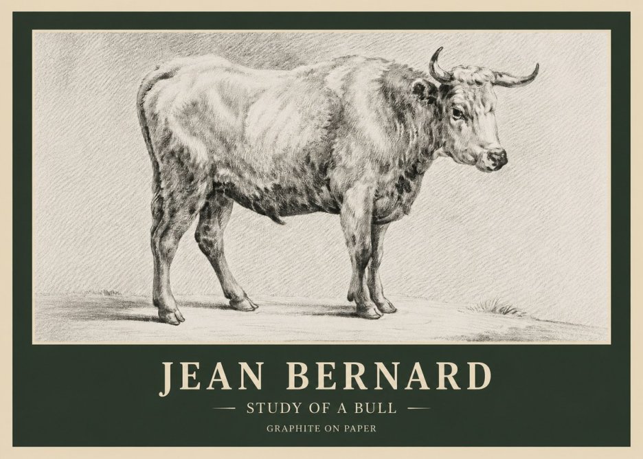 Jean Bernard Study of a Bull IV No6 - Plakat