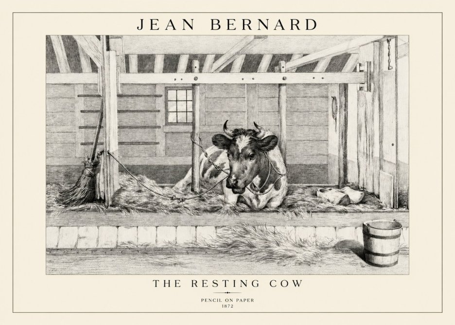 Jean Bernard Resting Cow in the Stall I No5 - Plakat