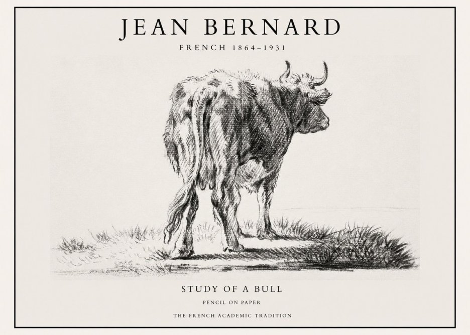 Jean Bernard Study of a Bull V No1 - Plakat