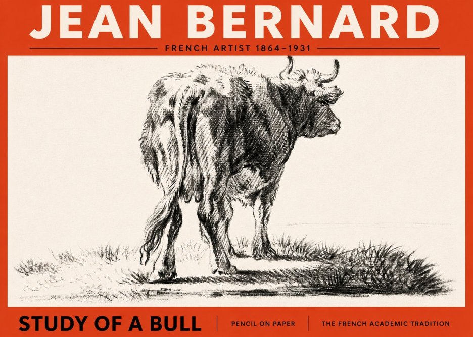 Jean Bernard Study of a Bull V No2 - Plakat