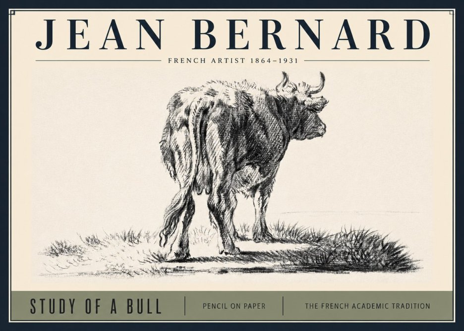 Jean Bernard Study of a Bull V No3 - Plakat