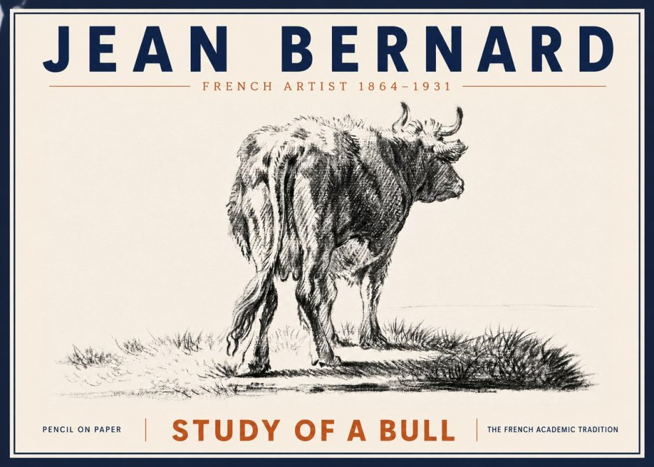 Jean Bernard Study of a Bull V No6 - Plakat