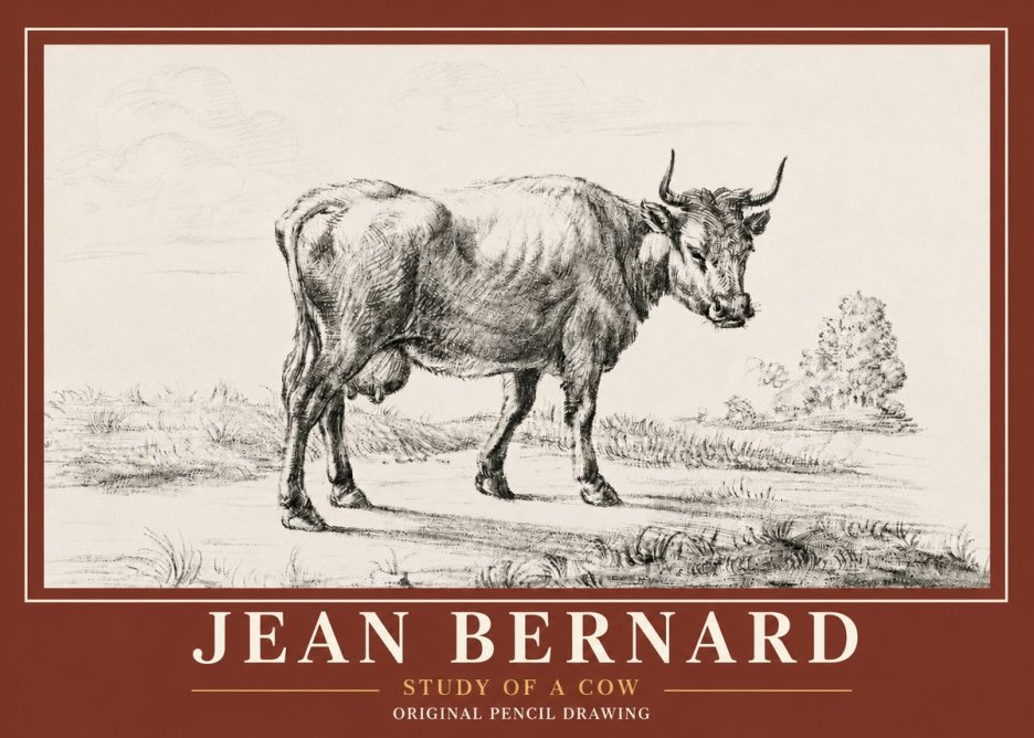 Jean Bernard Study of a Cow XII No6 - Plakat